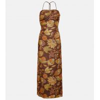Josefina Corded Midi Dress - Brown/Mojave Floral