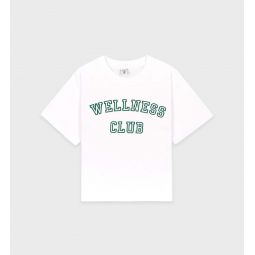 Sporty Rich Wellness Club Flocked Cropped T Shirt - Forest/White