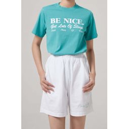Sporty Rich Be Nice T Shirt - Faded Teal/White