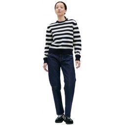 SRC Wool Crewneck Sweater - Navy/Ecru Stripe