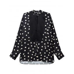 Polka Dots Print Plastron Shirt