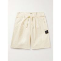 Straight-Leg Belted Cotton-Blend Seersucker Shorts