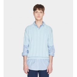 Cable Knit Polo - Blue