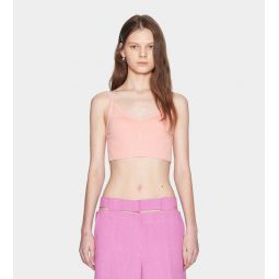 Cropped Pointelle Tank - Coral