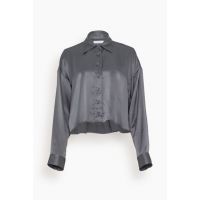 Vivienne Cropped Button Up Shirt in Thunder