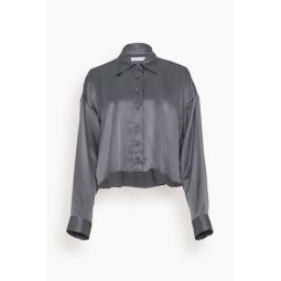 Vivienne Cropped Button Up Shirt in Thunder