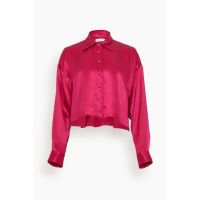 Vivienne Cropped Button Up Shirt in Lipstick