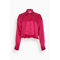 Vivienne Cropped Button Up Shirt in Lipstick