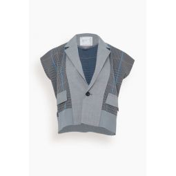 Chalk Stripe Glencheck Knit Vest in Gray