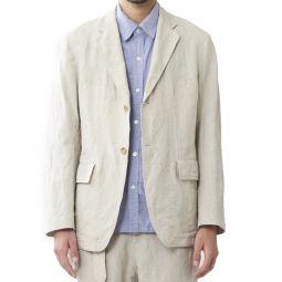 Linen Blend Blazer Jacket - Natural
