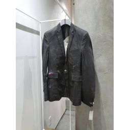 Back Destroyed Painted Blazer - Charcoal Grey