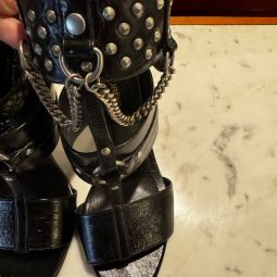 Saint Lauren Moto Sandals with Chain sandals - Black with Chain