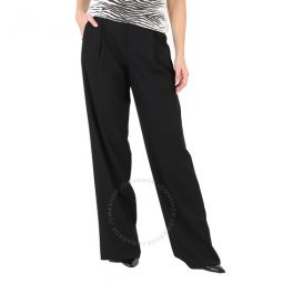 Ladies Black Pleated Pants In Grain De Poudre, Brand Size 40 (US Size 8)
