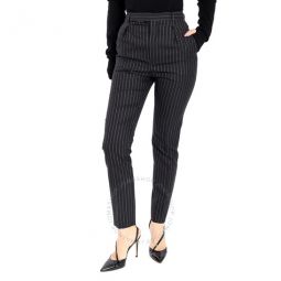 Pinstripe High-Waisted Trousers, Brand Size 34 (US Size 2)