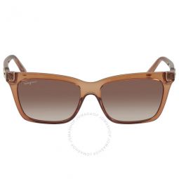 Brown Gradient Square Ladies Sunglasses