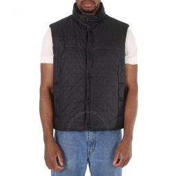 Mens Black Gancini Logo Jacquard Nylon Vest, Brand Size 46 (US Size 36)