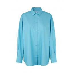 Lua Oversized Button Down Shirt - Topaz Blue