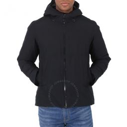 Mens Black Alvaro Logo-patch Hooded Padded Jacket, Size X-Small