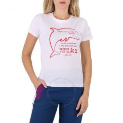 Ladies White Kelsey Dolphin T-shirt, Brand Size 0 (X-Small)