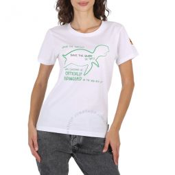 Ladies White Vivian Turtle Print T-shirt, Brand Size 1 (Small)