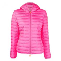 Ladies Fluo Pink Kyla Hooded Puffer Jacket, Brand Size 3 (Large)