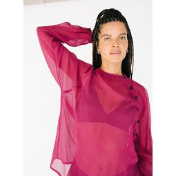 Deva Silk Chiffon Shirt - Fuchsia