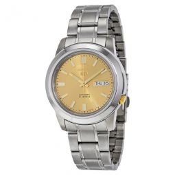 5 Automatic Stainless Steel Gold Dial Mens Watch