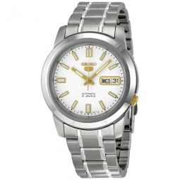5 Automatic Stainless Steel White Dial Mens Watch