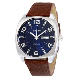 Recraft Automatic Blue Dial Brown Leather Mens Watch
