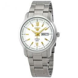 5 Automatic White Dial Stainless Steel Mens Watch