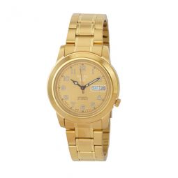 5 Automatic Gold Dial Yellow Gold-tone Mens Watch