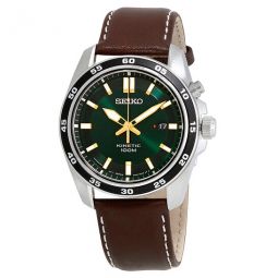 Kinetic Green Dial Brown Leather Mens Watch