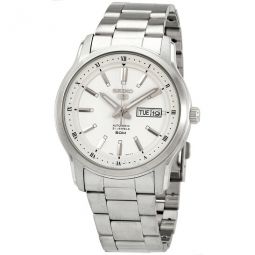 5 Automatic White Dial Stainless Steel Mens Watch