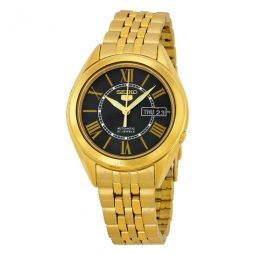 5 Vintage Automatic Black Dial Yellow Gold-plated Mens Watch