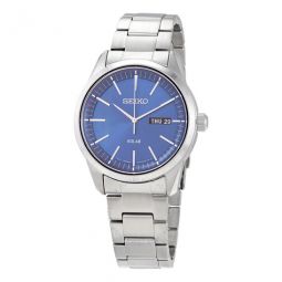 Solar Blue Dial Stainless Steel Mens Watch