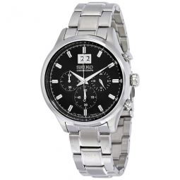 Chronograph Black Dial Stainless Steel Mens Watch