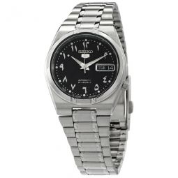 Open Box - 5 Automatic Black Arabic Dial Stainless Steel Mens Watch