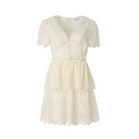 Flower Lace Collar Mini Dress - Cream