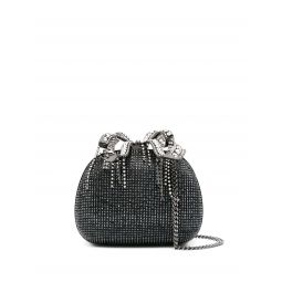 Black Satin Rhinestone Clutch