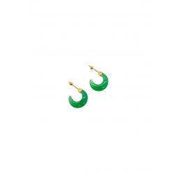 Seree Half Moon Chalcedony Earrings - Green