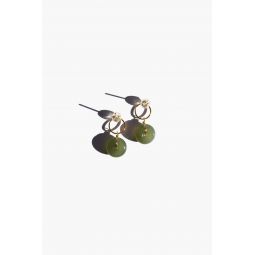 Seree Coin Jade Hollow Earrings - Green