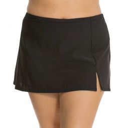 Penbrooke Plus Size Solid Side Slit Swim Skirt