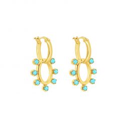 Dolly Hoop Earrings - Gold/Turquoise