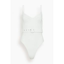 Noa Belted Bustier One Piece Swimsuit in White