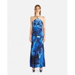 Sunnie Halter Neck Gown - Blue Rock Crystal Print
