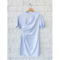 Zeus S/S Draped T-Shirt Dress - Blue Haze