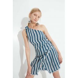 Ren Linen Dress - Ink Macadamia Stripe