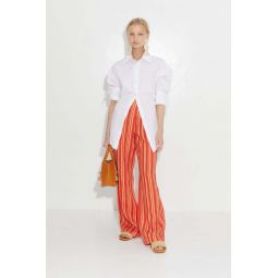 Pia Linen Pant - Retro Red Orange Stripe
