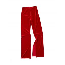 Velvet Slit Pants - Fire Red