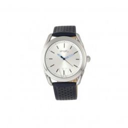 Unisex The 5900 Genuine Leather Silver-tone Dial
